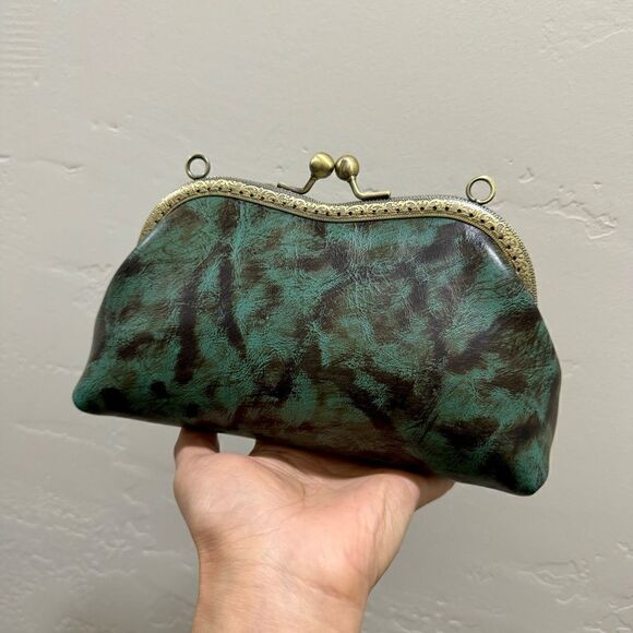 Handsewn Vintage Genuine Cowhide Clutch/Wristlet/Crossbody & 2 Chain Styles - Picture 8 of 13